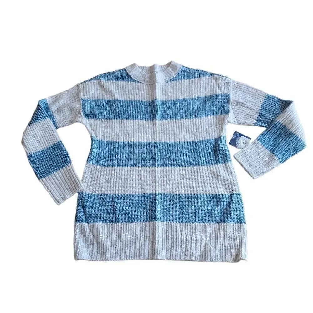 Arizona Womens Sz XS 2 color striped knit tunic sweater